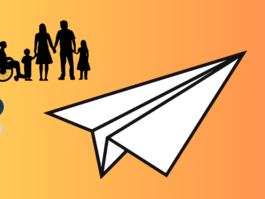 Weisser Papierflieger auf rotem Hintergrund mit Aufschrift Newsletter
